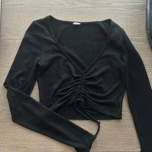 Wilfred Black Ruched Crop Blouse